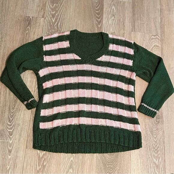 MARC JACOBS X HEAVEN Pink Green Stripe V Neck Sweater M - Picture 5 of 9